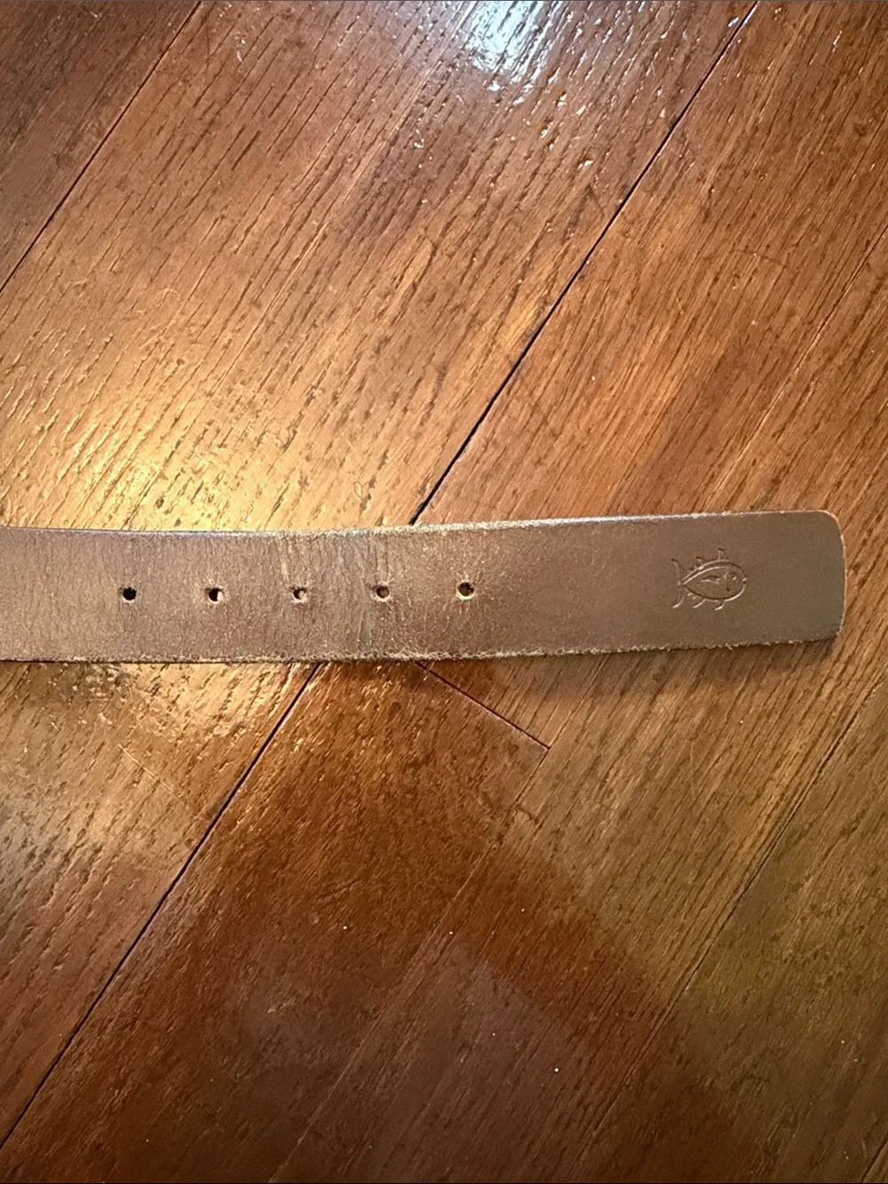 Boys Southern Tide Brown Leather Belt with Fish Embossing Size 28